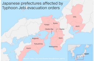 Typhoon Jebi effects in Japan